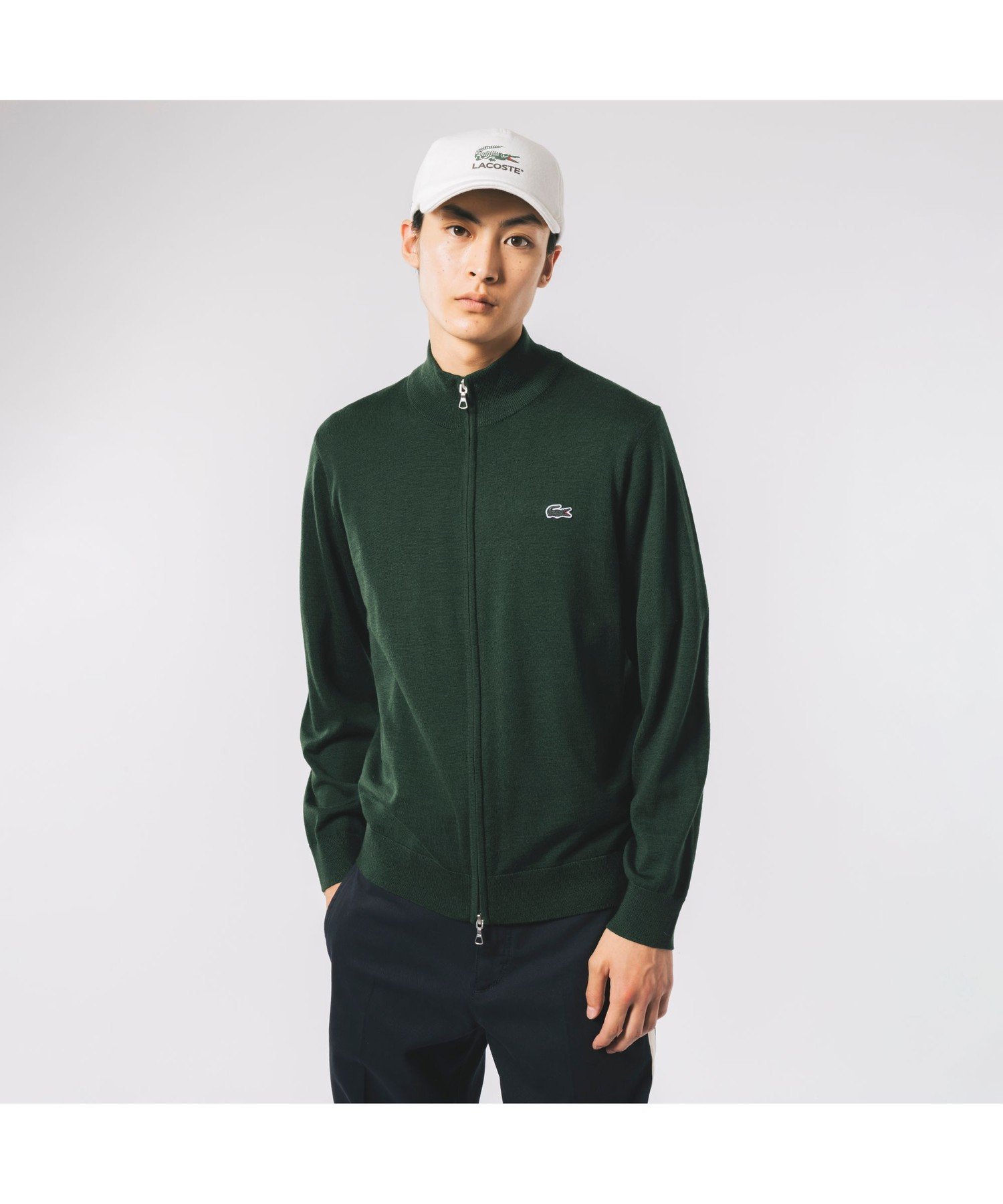 ラコステ 【SALE／20%OFF】LACOSTE ウォッシャブルウールジップアップニットセーター ラコステ トップス ニット グリーン ブラック ネイビー ブラウン グレー【送料無料】