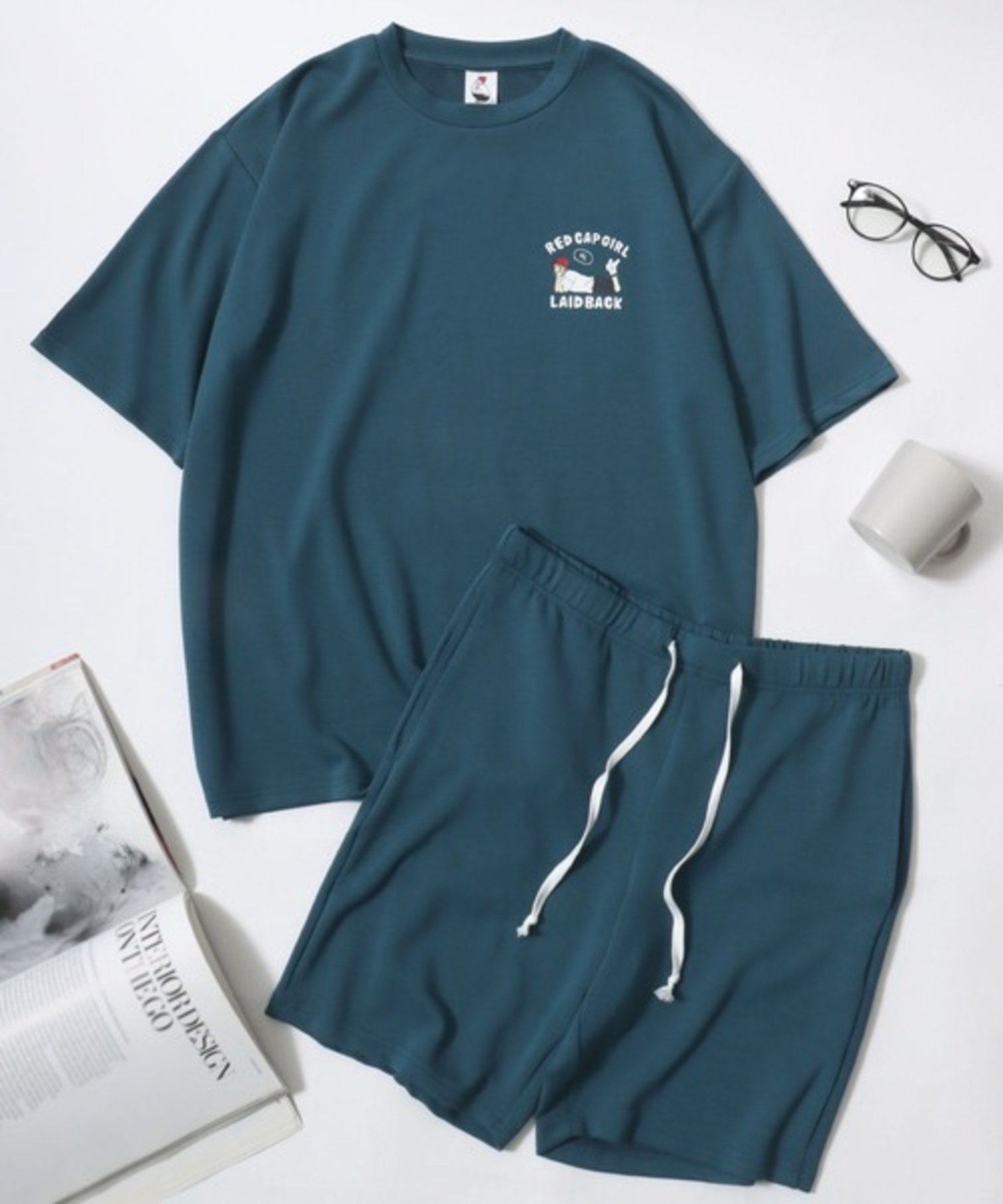 【SALE／2%OFF】Lazar Red Cap Girl セットアップ Tシャツ ショートパンツ 接触冷感 シルクタッチ オーバーサイズ ロゴ ワンポイント ラザル インナー・ルームウェア その他のインナー・ルームウェア ピンク ブラック グレー レッド グリーン カーキグリーン 【送料無料】