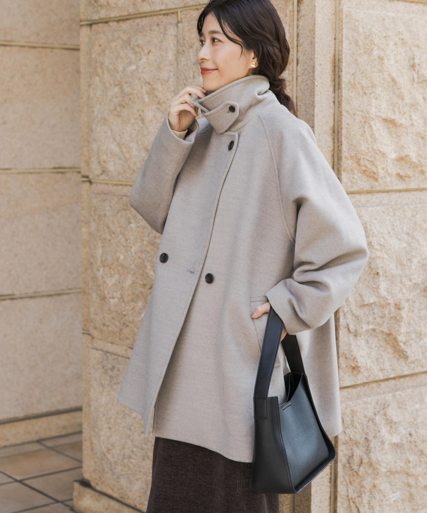 URBAN RESEARCH DOORS 『UR TECH』ミドル丈コート アーバンリサーチドアーズ ジャケット・アウター その他のジャケット・アウター ネイビー ベージュ【送料無料】のサムネイル