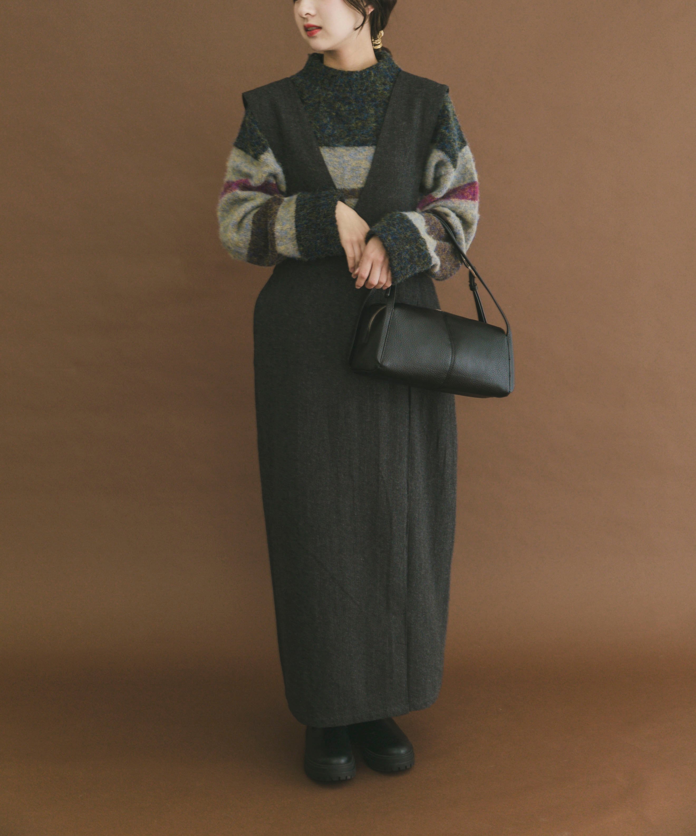 URBAN RESEARCH ITEMS ゴマツイードジャンパースカート アーバンリサーチアイテムズ ワンピース・ドレ..