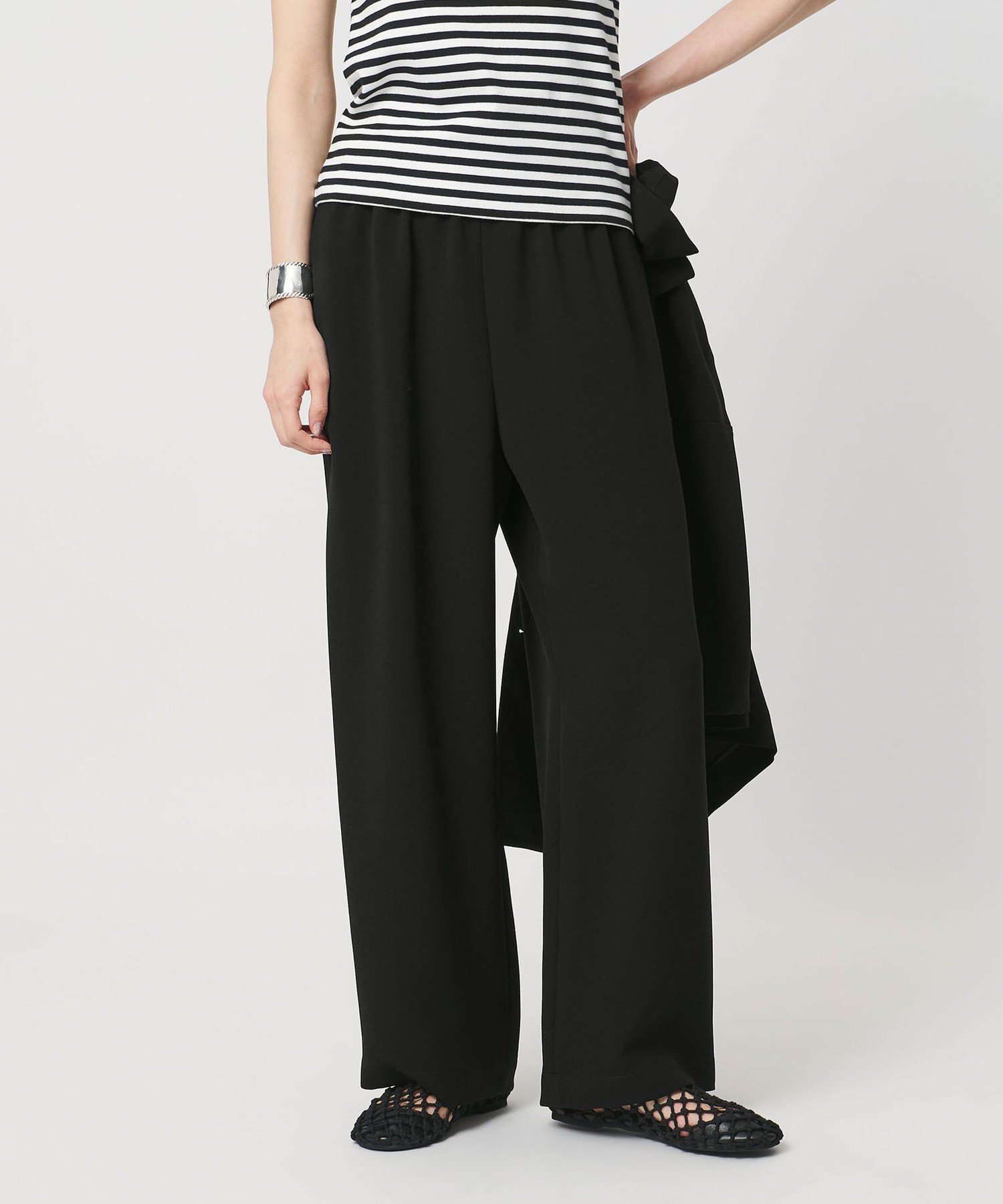COMFY ストレート イージーパンツ -防汚 UVカット ウォッシャブル- ユナイテッドアローズ パンツ スラックス・ドレスパンツ ネイビー ブラック