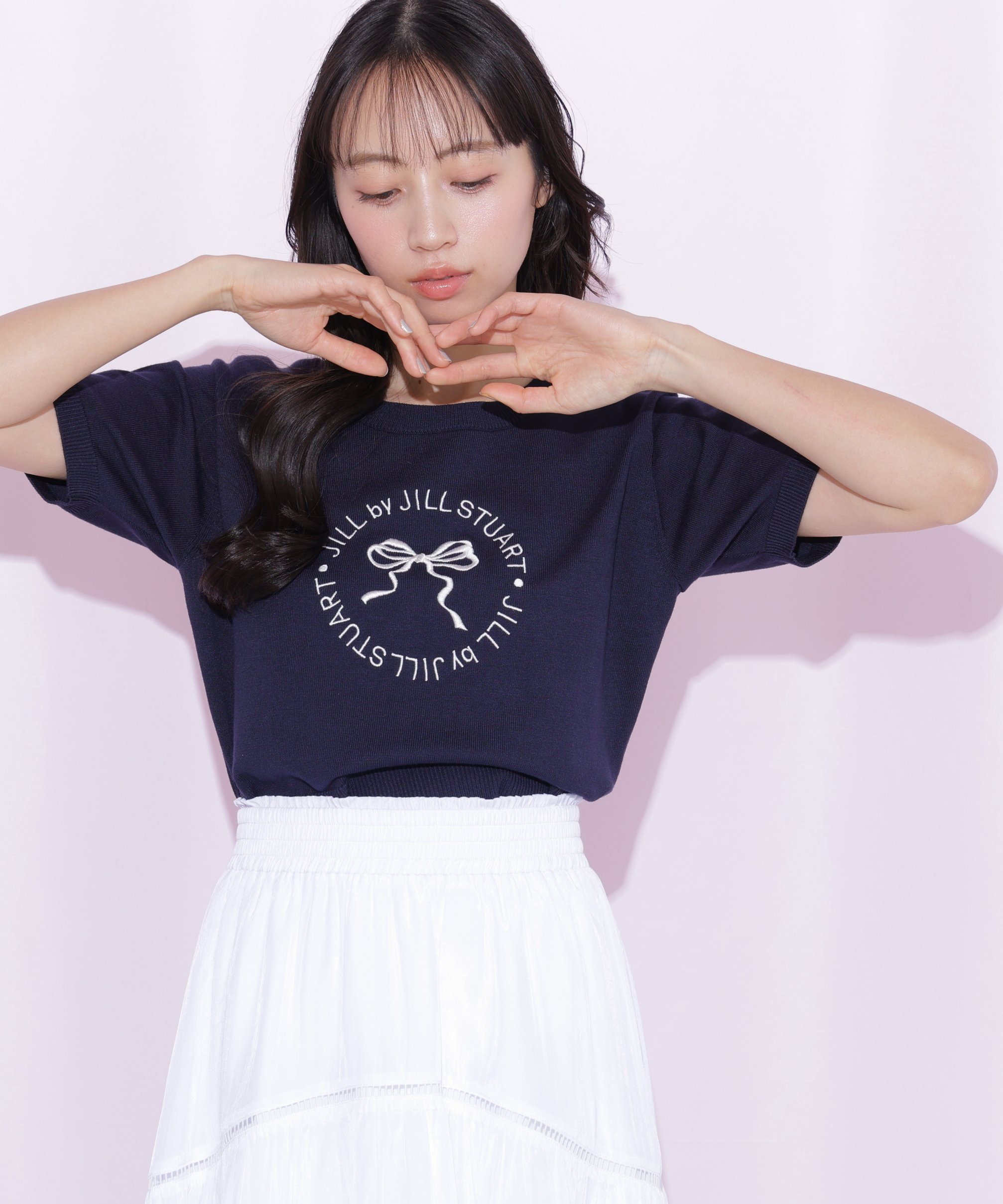 JILL by JILL STUART サークルロゴニット ジル バイ ジル スチュアート トップス ニット ホワイト ピンク ネイビー