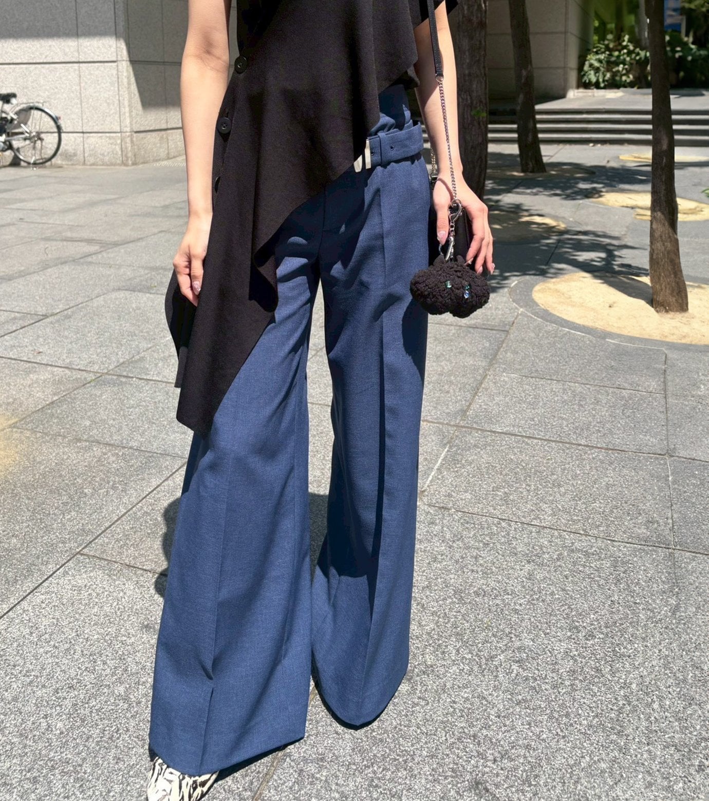 LE CIEL BLEU ローライズトラウザーwベルト / Low-Rise Trousers w/Belt ルシェルブルー パンツ スラックス・ドレスパンツ ブルー グリーン グレー