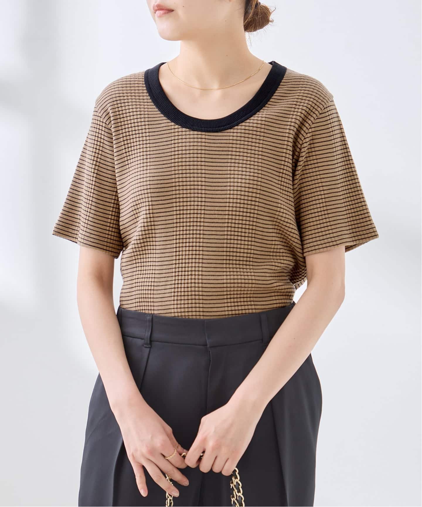 JOURNAL STANDARD L'ESSAGE ボーダーTシャツ ジャーナルスタンダード レサージュ トップス カットソー・Tシャツ ベージュ ブラック