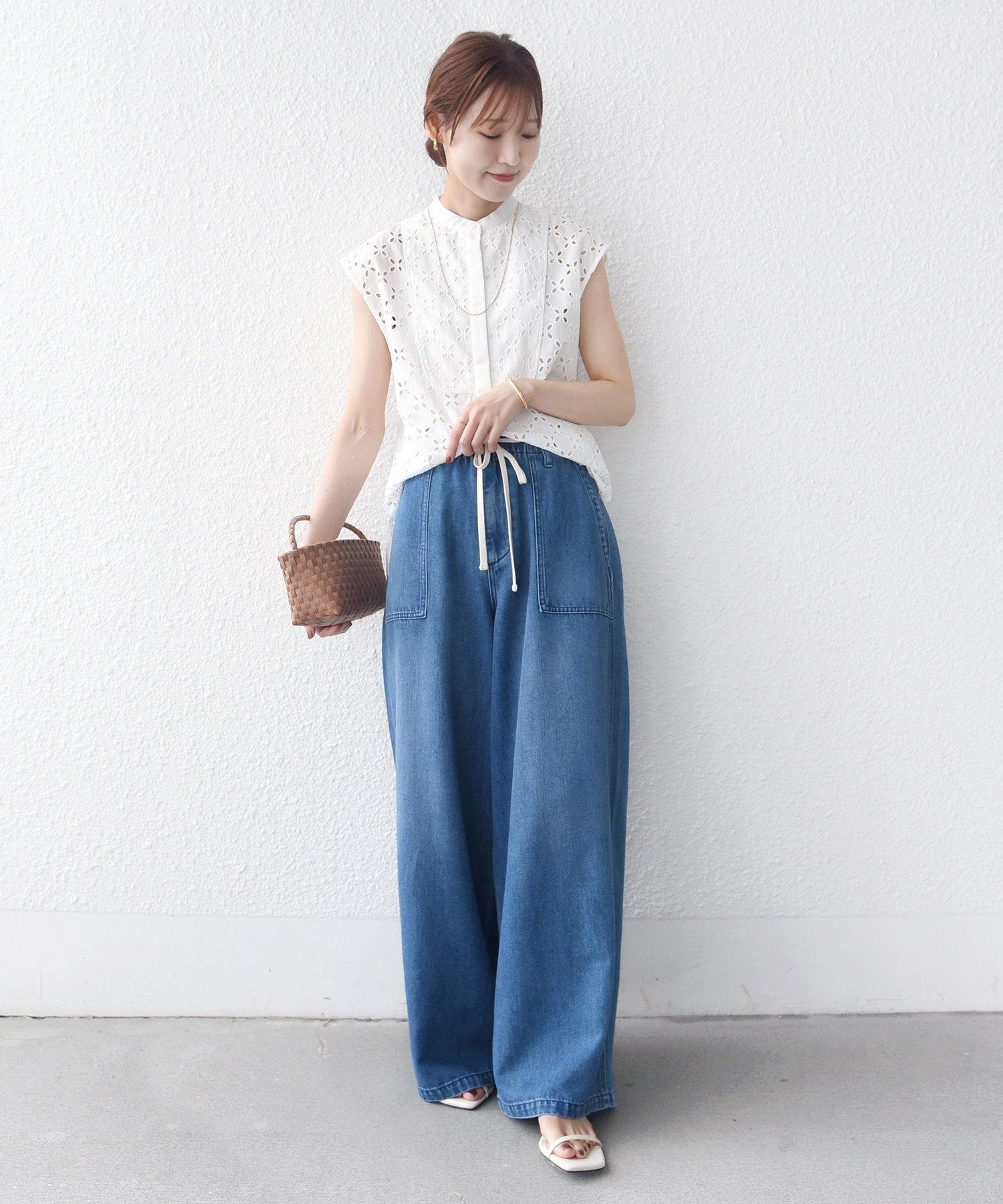 WOMEN ＜洗濯機可能＞ソフト デニム ドロスト ベイカー パンツ シップス パンツ ジーンズ・デニムパンツ ネイビー ブルー