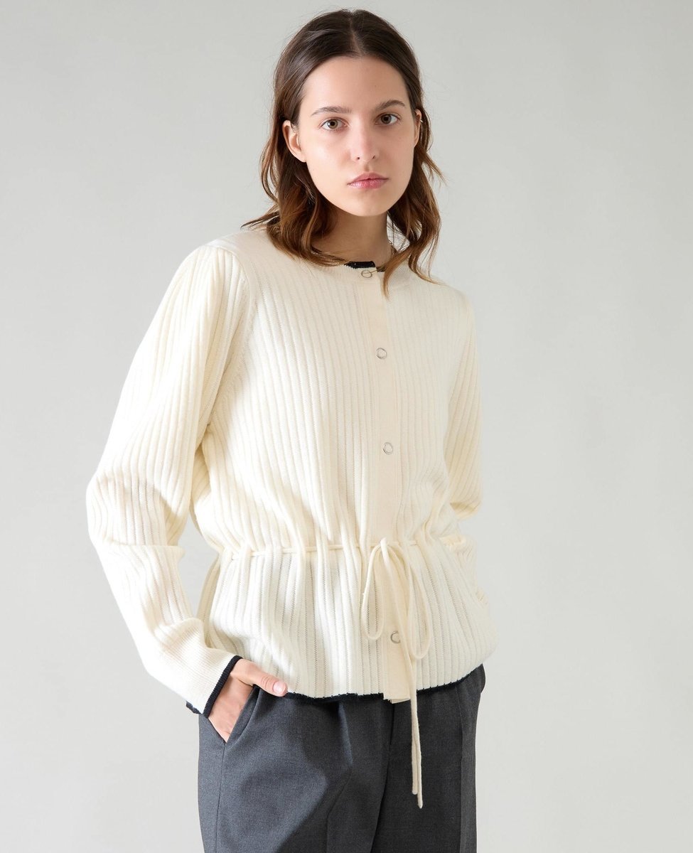 TIARA バイカラーペプラムカーディガン ティアラ トップス カーディガン ホワイト ネイビー【送料無料】のサムネイル