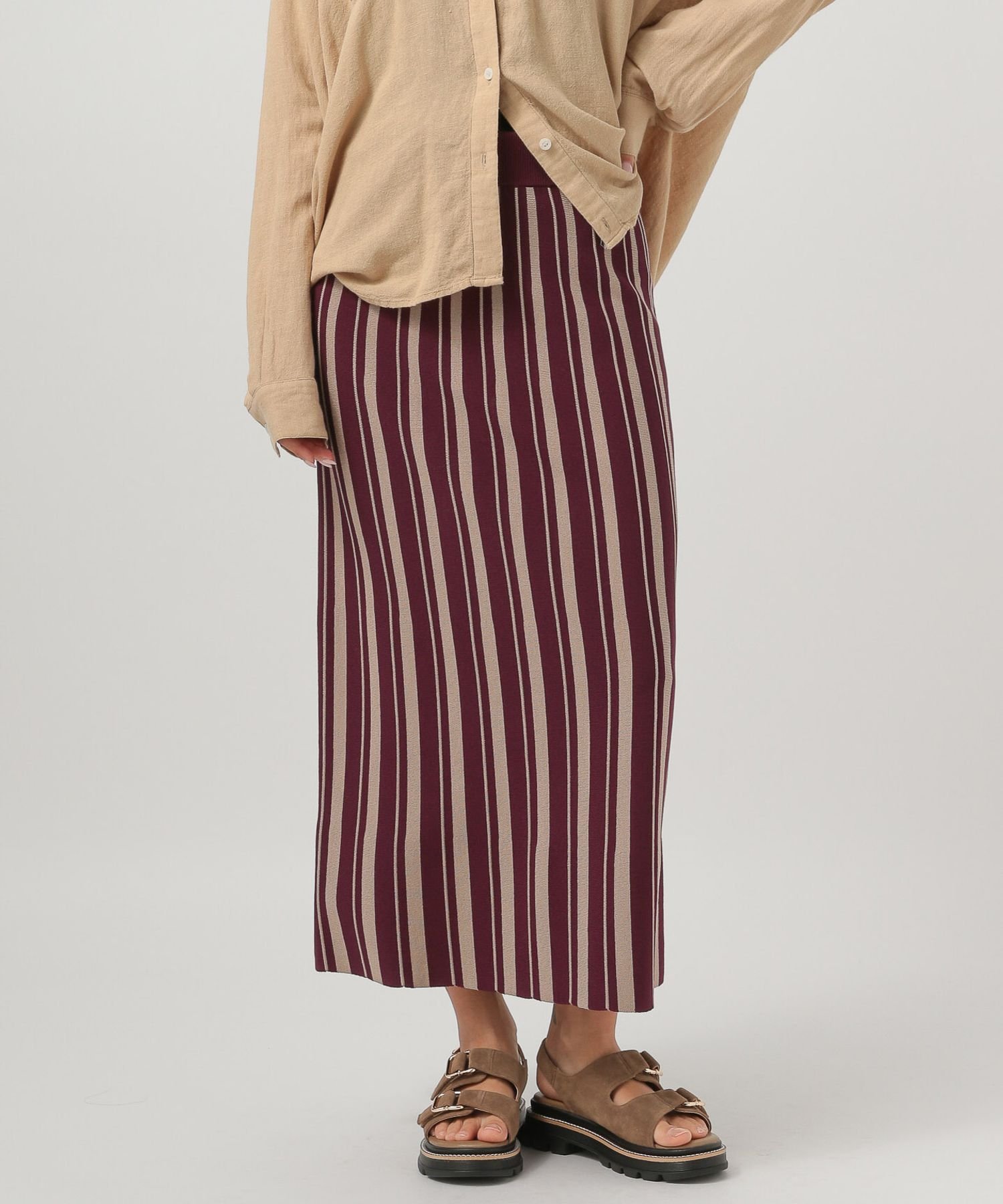 【SALE／50%OFF】BAYFLOW [縦長ラインですっきり]サマーニットタイトスカート ベイフロー スカート ロ..