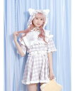 【SALE/27%OFF】NOEMIE ヨークフリルチェックジャージちびパーカー ノエミー トップス パーカー・フーディー ピンク ブルー【送料無料】