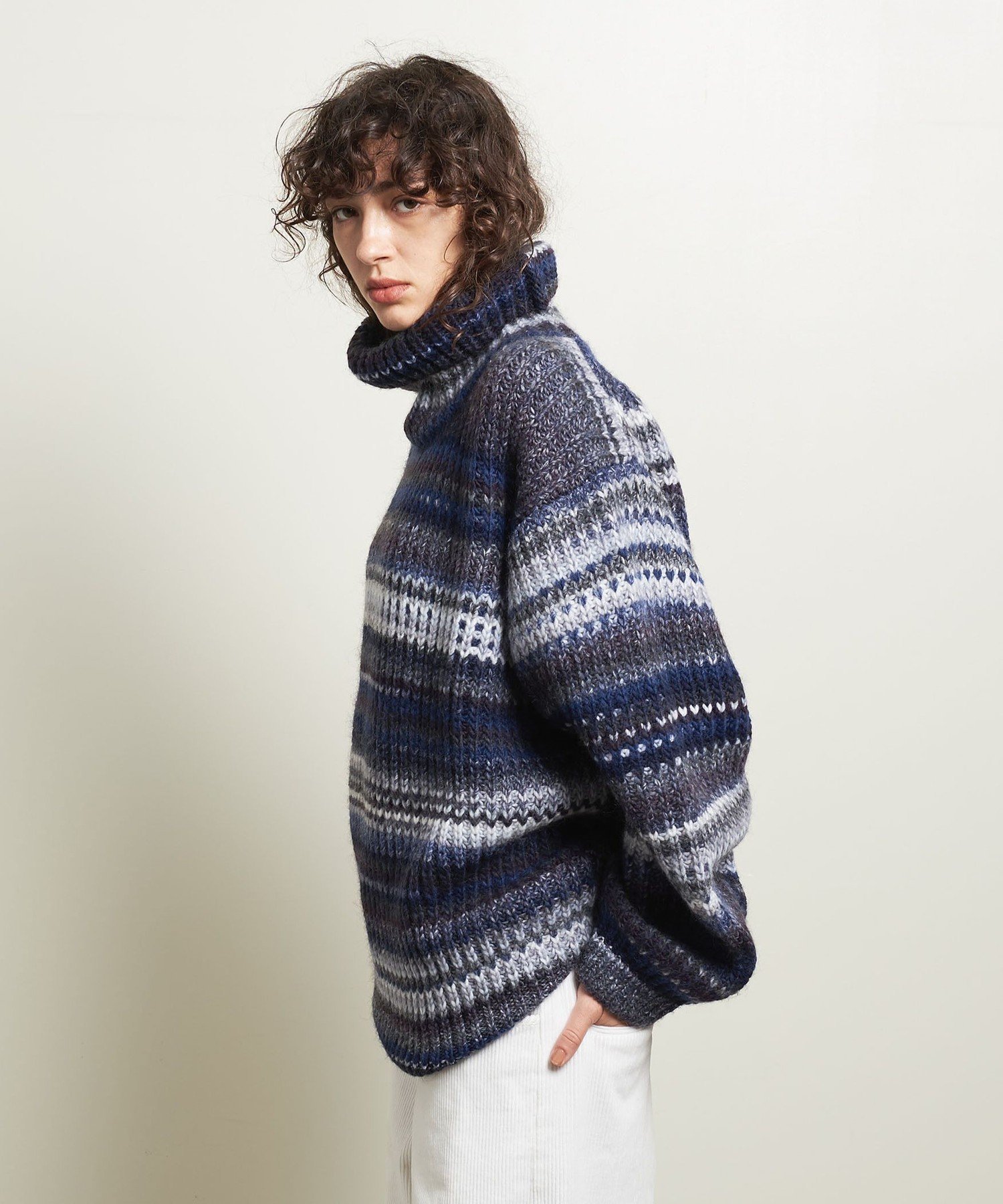 【SALE／65%OFF】ATTISESSION ＜ATTISESSION＞スペースダイ タートルネックニット ユナイテッドアローズ アウトレット トップス ニット パープル ネイビー【送料無料】