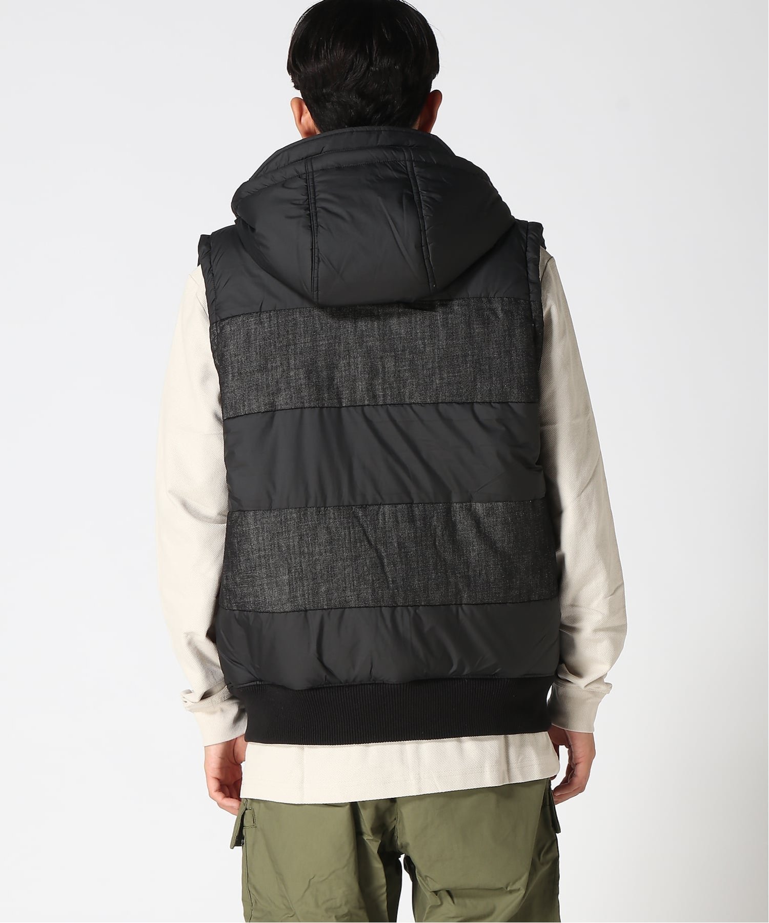 【公式ショップ】SALVOS-R HOODED VEST/デニムナイロン中綿ベスト ジースターロゥ ジャケット・アウター ダウンジャケット・ダウンベスト ブラック