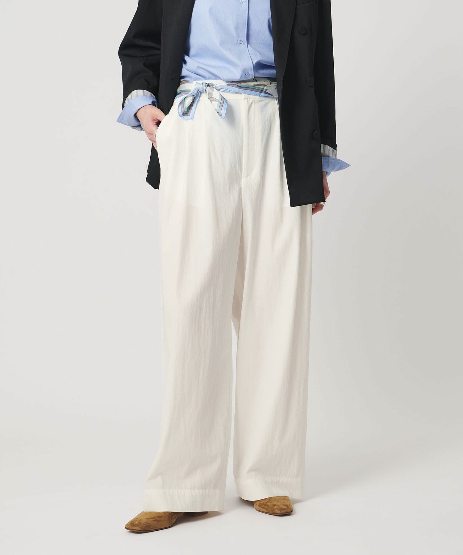 ツイル ダブルタック イージーパンツ OFF WHITE ユナイテッドアローズ パンツ その他のパンツ ホワイト