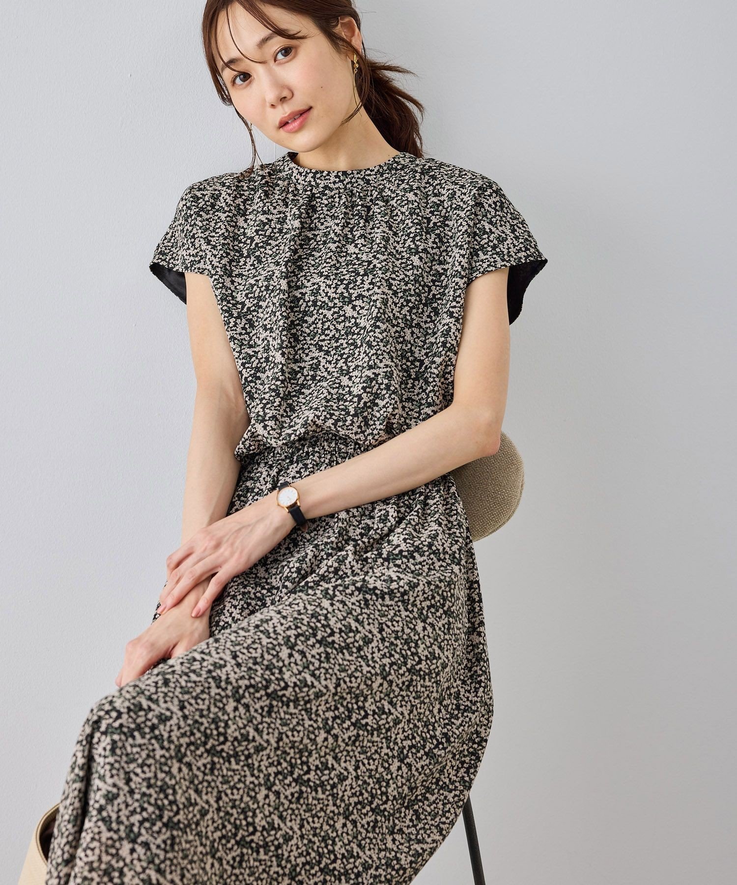 ROPE' PICNIC 【WEB限定サイズ】小花柄&線画アソートワンピース ロペピクニック ワンピース・ドレス ワンピース ブラック ベージュ【送料無料】 stylife-15630644 Rakuten Fashion サンプル画像2