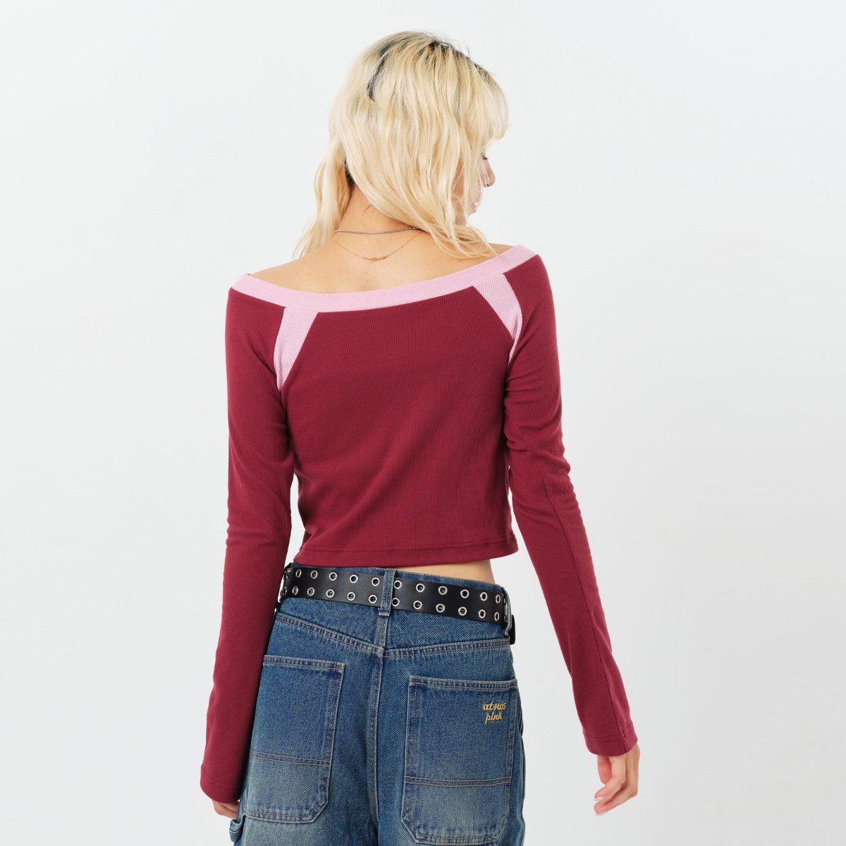 atmos pink atmos pink Little Ladies Like Top BURGUNDY アトモス トップス カットソー・Tシャツ