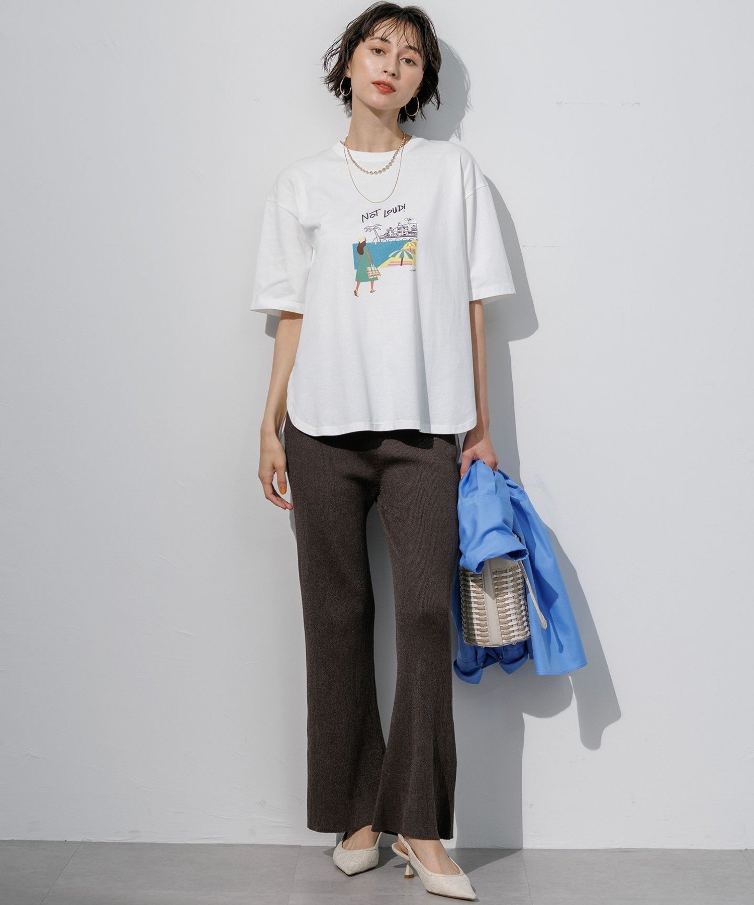 23区 L Lauren Rolwing コラボ グラフィックプリント リラクシー Tシャツ ニジュウサンク トップス カットソー・Tシャツ ホワイト