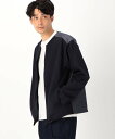 コムサイズム アウター メンズ 【SALE／55%OFF】COMME CA ISM ジャージー ノーカラーブルゾン コムサイズム ジャケット・アウター ブルゾン・ジャンパー ネイビー ブラック【送料無料】