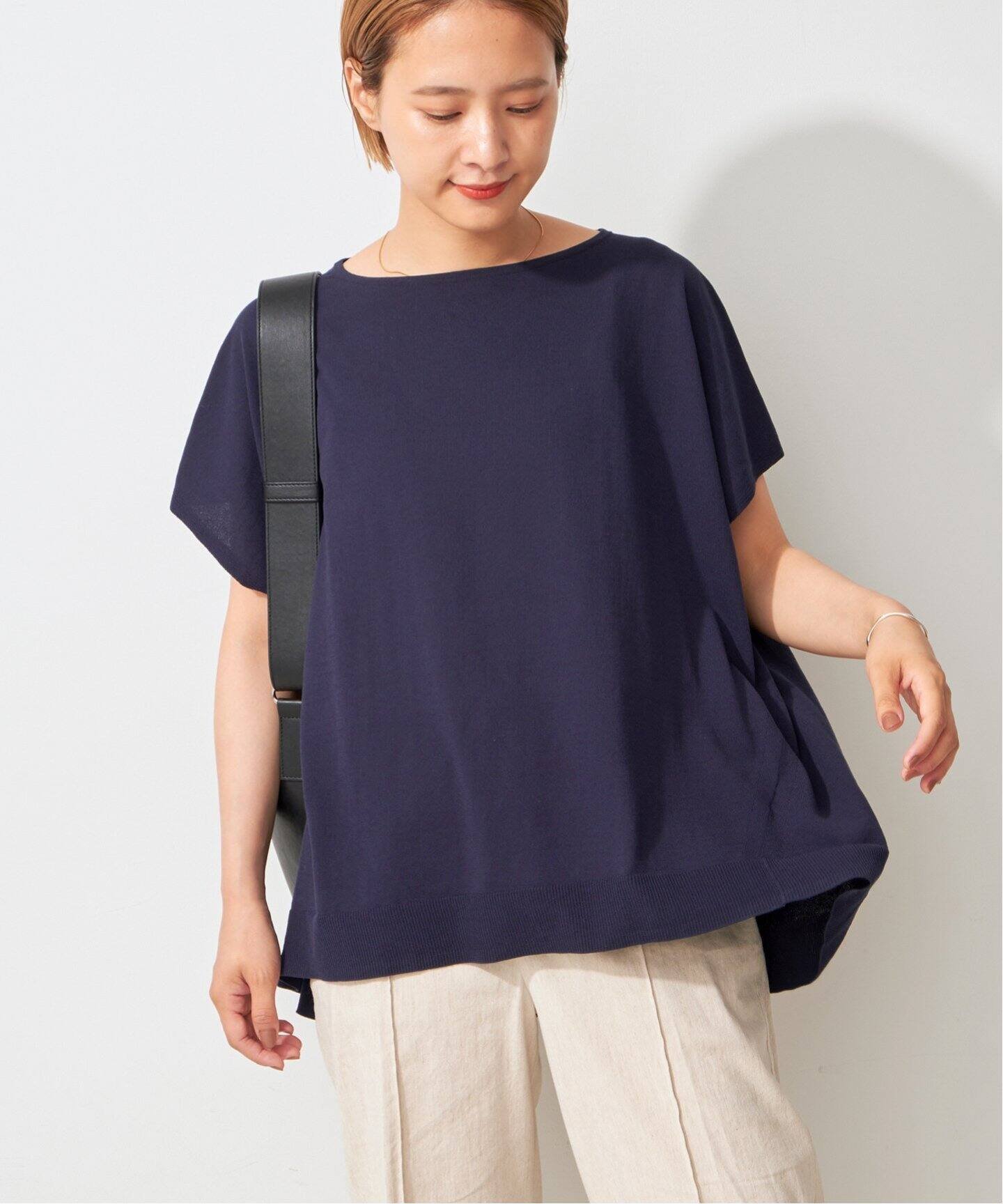 【SALE／30%OFF】Spick & Span ICE COTTON フレンチスリーブルーズニット スピックアンドスパン トップス ニット ネイビー ベージュ ピンク【送料無料】のサムネイル
