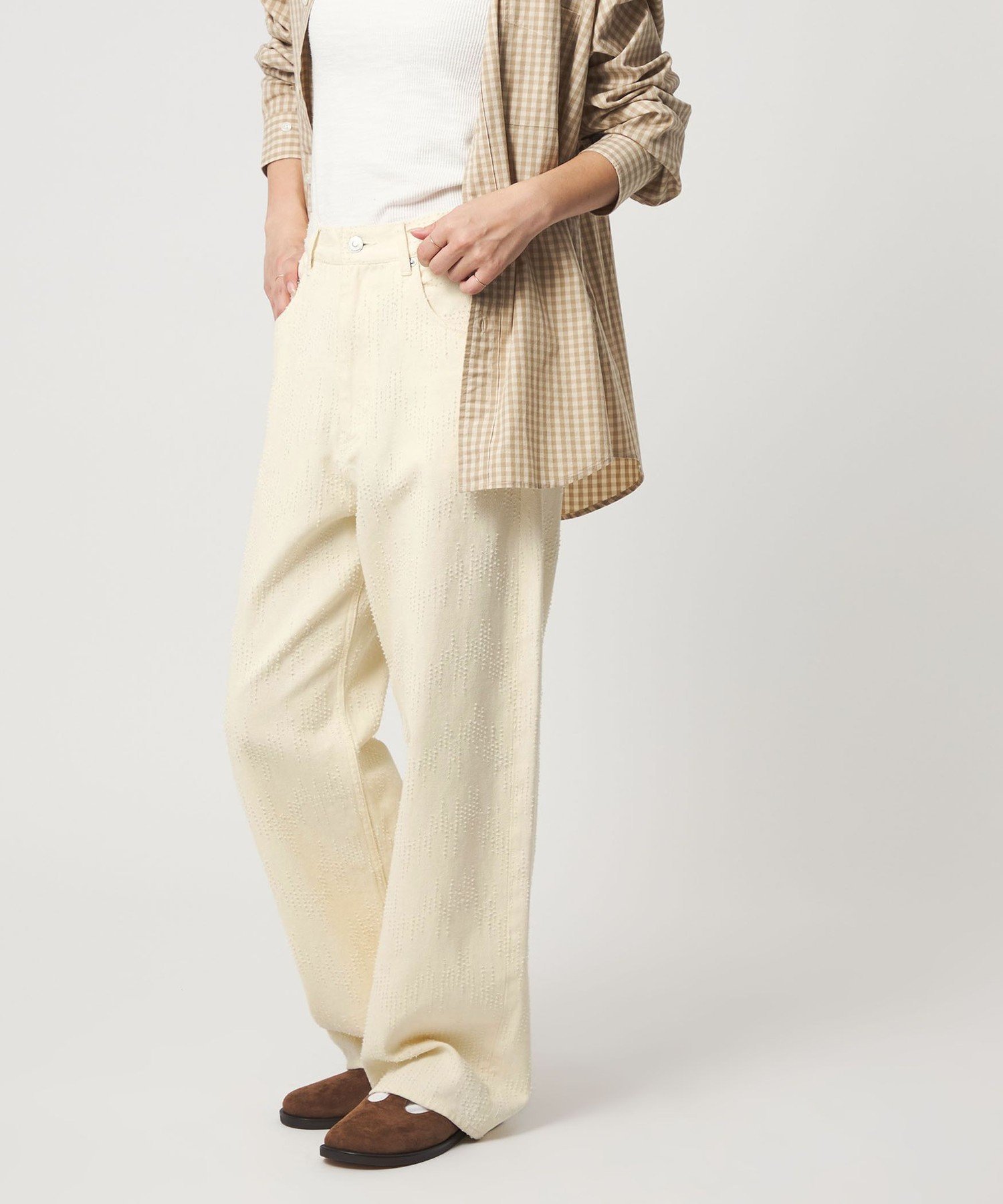 【SALE／30%OFF】CITEN ＜CITEN＞ダメージデニムストレートパンツ オフホワイト シ...
