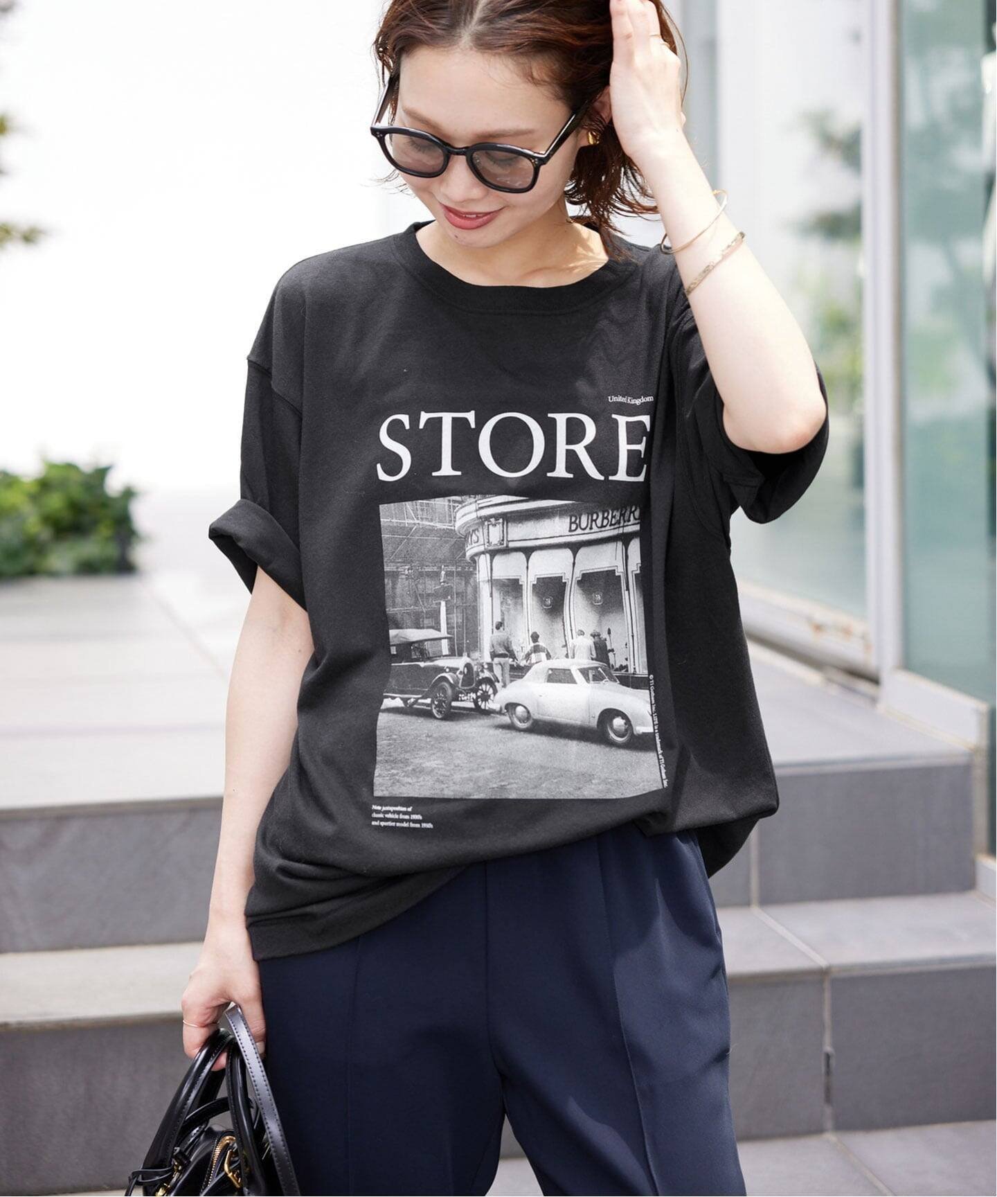 SLOBE IENA 《WEB限定/追加2》LIFEフォトルーズTEE スローブ イエナ トップス カットソー・Tシャツ ブラック