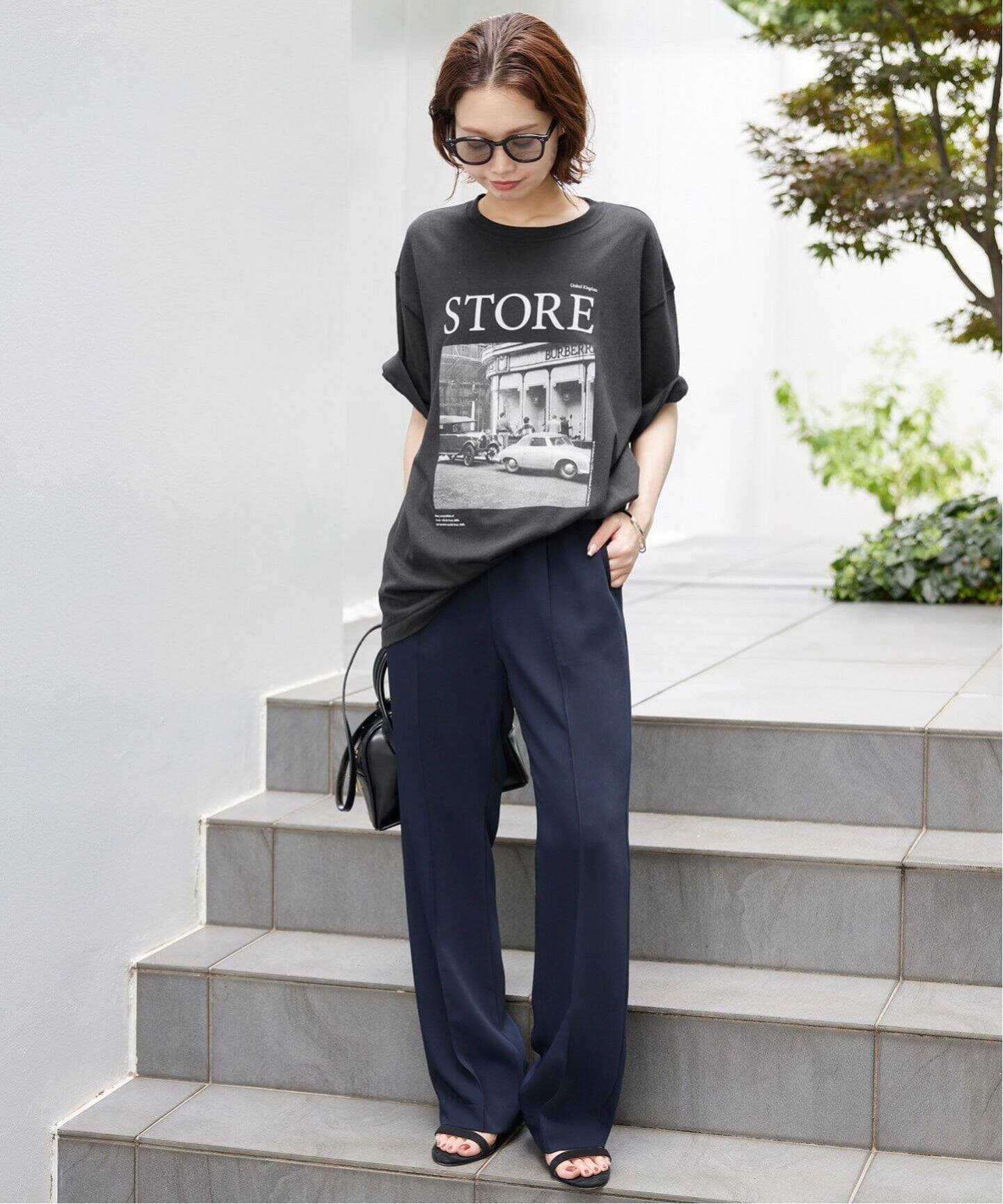 SLOBE IENA 《WEB限定/追加2》LIFEフォトルーズTEE スローブ イエナ トップス カットソー・Tシャツ ブラック