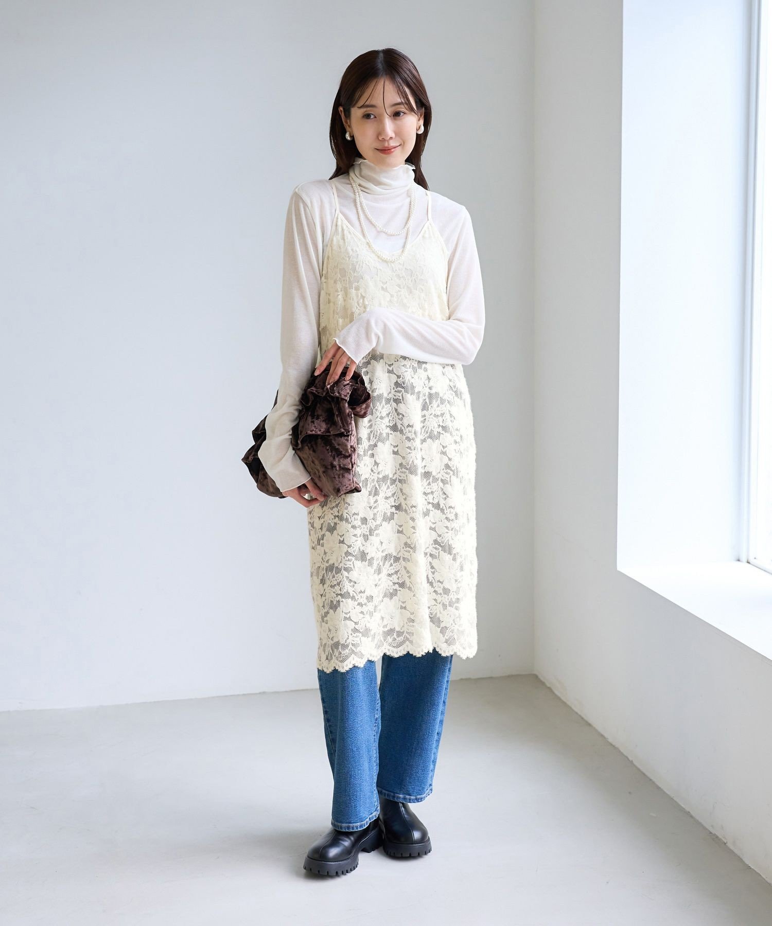 ROPE' PICNIC 起毛レースレイヤードキャミワンピース ロペピクニック ワンピース・ドレス ワンピース ベージュ【送料無料】 stylife-15918950 Rakuten Fashion サンプル画像2