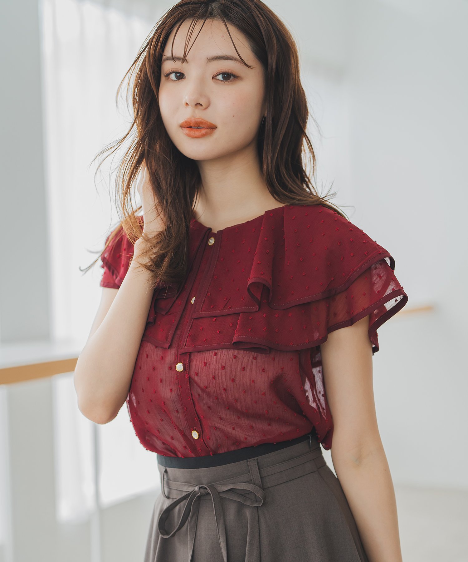 MISCH MASCH MM538101 ドビードットトリミングブラウス ミッシュマッシュ トップス シャツ・ブラウス レッド ホワイト ブラック【送料無料】のサムネイル