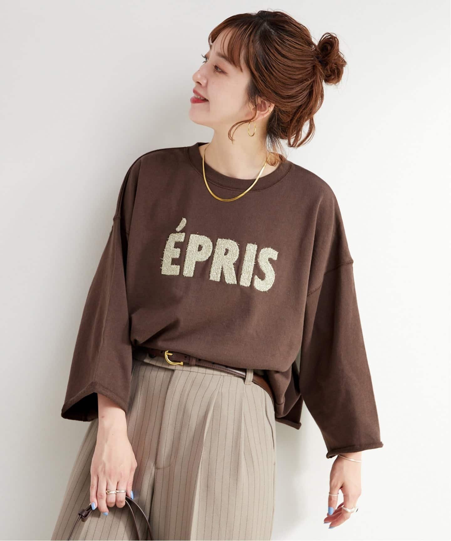 B.C STOCK 《予約》手洗い可 / ラメサガラ刺繍7分袖プルオーバー ベーセーストック トップス スウェット・トレーナー グレー ブルー ブラウン【送料無料】のサムネイル