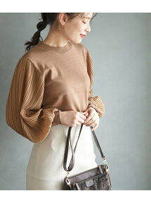 【SALE／34%OFF】ROPE' PICNIC 【WEB限定36サイズ】袖プリーツニットプルオーバー ロペピクニック トップス ニット ブラウン ブラック グレー ピンク