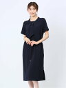 【SALE／10%OFF】m.f.editorial ストレッチウォッシャブル 半袖サックワンピース 紺(セットアップ可能) タカキュー スーツ・フォーマル スーツワンピース ネイビー【送料無料】