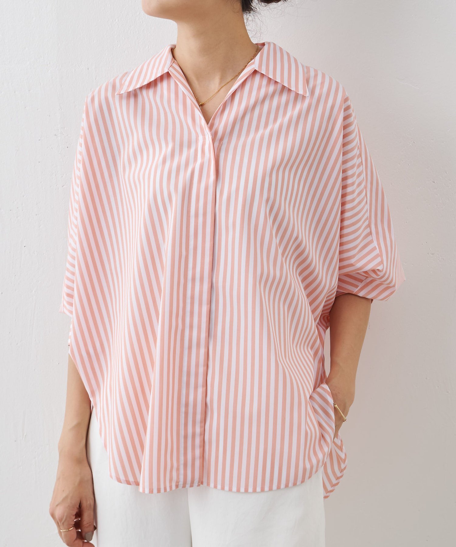 BEARDSLEY ビッグカラードルマンシャツ ビアズリー トップス シャツ・ブラウス ピンク ネイビー【送料無料】のサムネイル