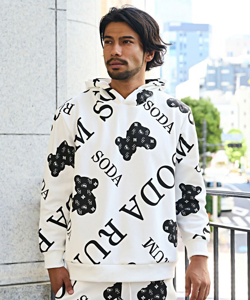 SB select RUMSODA ダブルフェイスパネルpt長袖プルパーカー シルバーバレット トップス パーカー・フーディー ブラック ホワイト【送料無料】