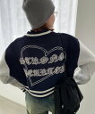 【SALE/50%OFF】WEGO LADY'S ニットショートスタジャン ウィゴー トップス ニット ネイビー レッド