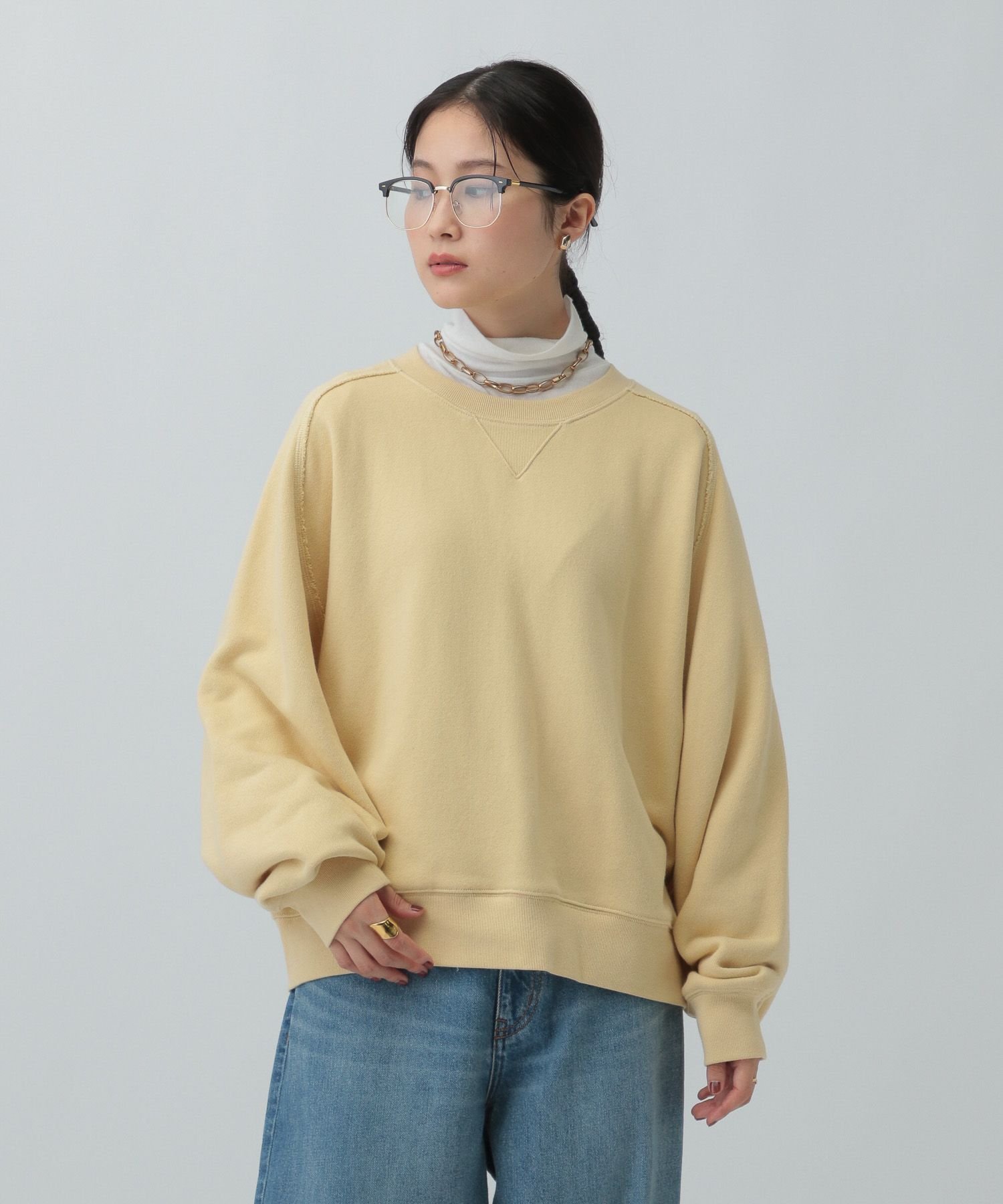 LEPSIM ショート裏毛プルオーバー レプシィム トップス スウェット・トレーナー レッド グレー ベージ..