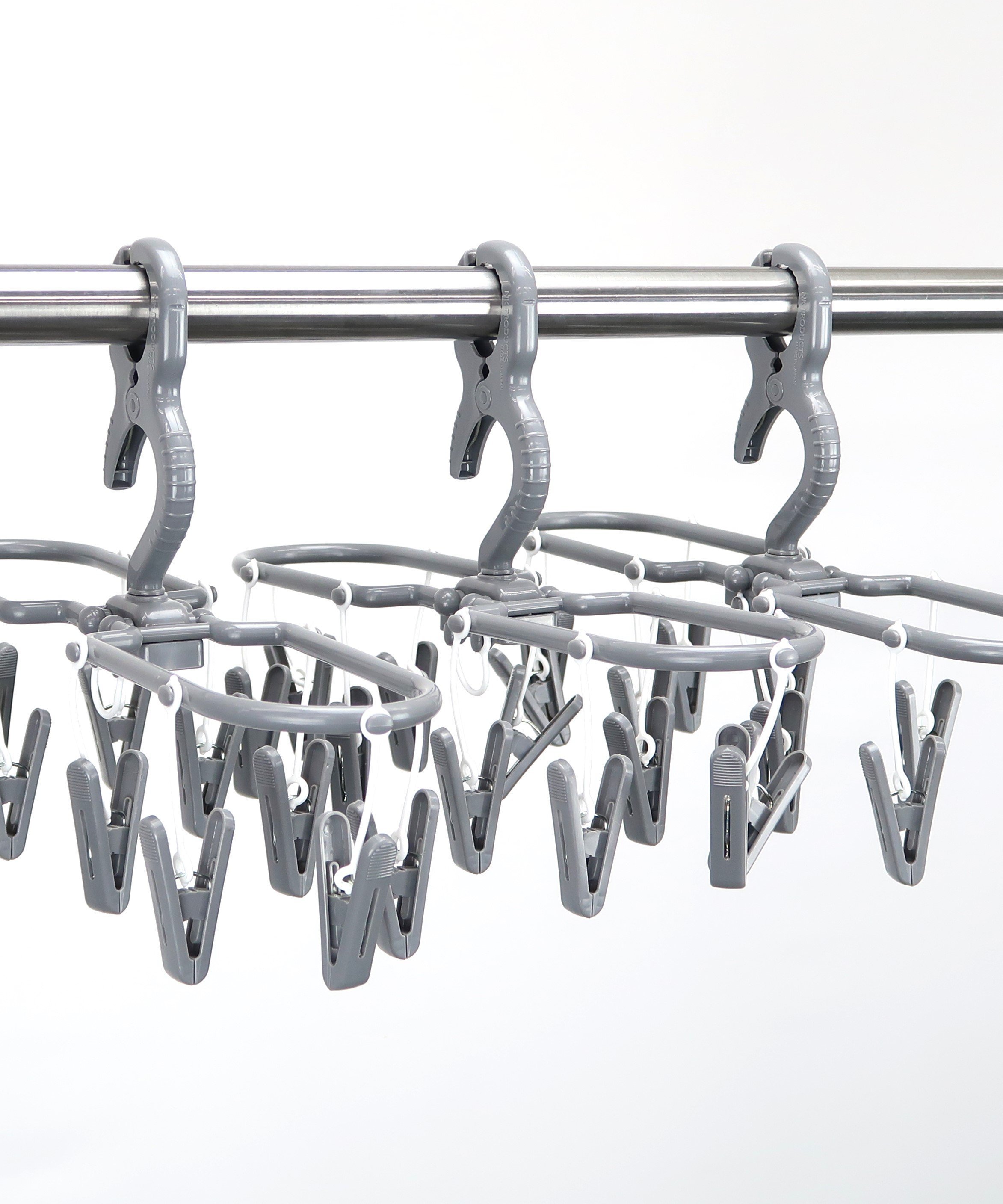 BACKYARD FAMILY ジーンズ&小物干し3本組 ローラ インテリア・生活雑貨 ランドリー・洗濯用品 グレー