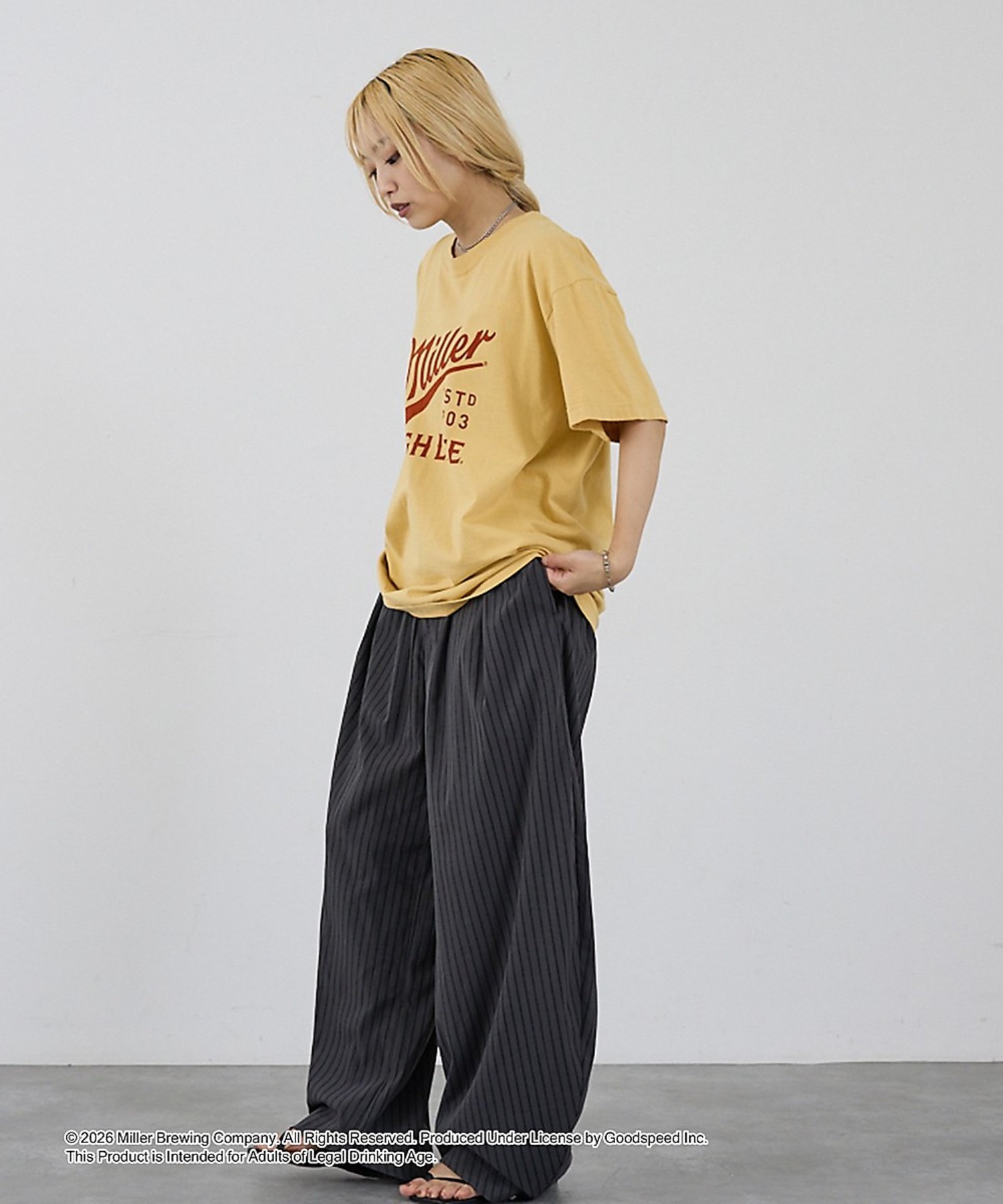 NOMINE 【GOOD ROCK SPEED】Miller ヴィンテージ風 ロゴ Tシャツ ノミネ トップス カットソー・Tシャツ イエロー ホワイト【送料無料】
