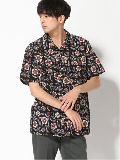 Block Print Short Sleeve Camp Shirt 11-01-1076-139: Black Block Print Short Sleeve Camp Shirt 11-01-1076-139: Black