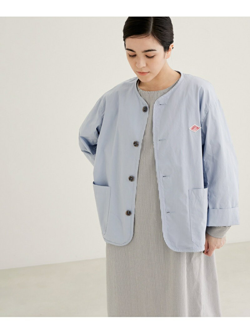 【SALE／30%OFF】SALON adam et rope' 【DANTON】TDU COLLARLESS JACKET サロン アダム エ ロペ ジャケット・アウター ノーカラージャケット グレー ホワイト ベージュ【送料無料】