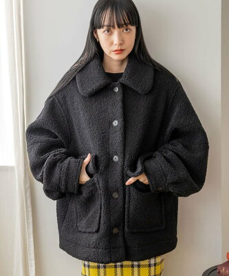 LOWRYS FARM 2WAYエリボアブルゾン ローリーズファーム ジャケット・アウター ブルゾン・ジャンパー ブラック ブルー ブラウン ホワイト【送料無料】