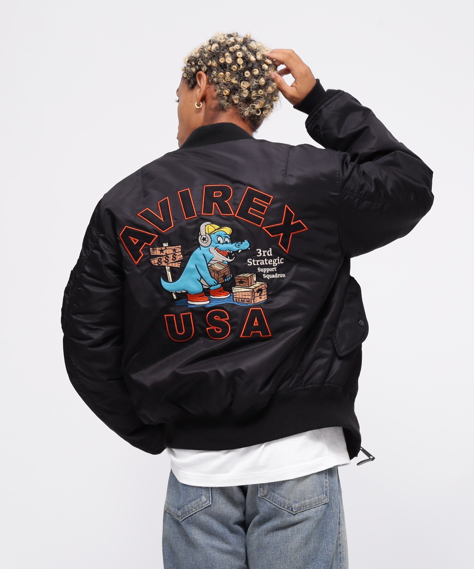 【SALE/20%OFF】AVIREX 《WEB&DEPOT限定》MA-1 "3rd SSS" / MA-1 第3戦略支援飛行隊 アヴィレックス ジャケット・アウター ブルゾン・ジャンパー ブラック グリーン【送料無料】