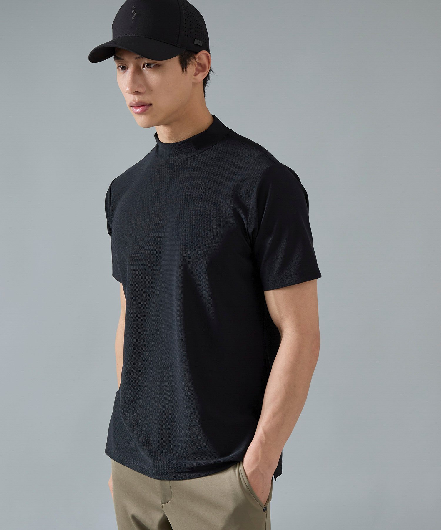 JUN&ROPE' 【NOIR】PEE KAY ナイロンピケストレッチモックネックシャツ ジュンアンドロペ トップス カットソー・Tシャツ ホワイト ブラック【送料無料】
