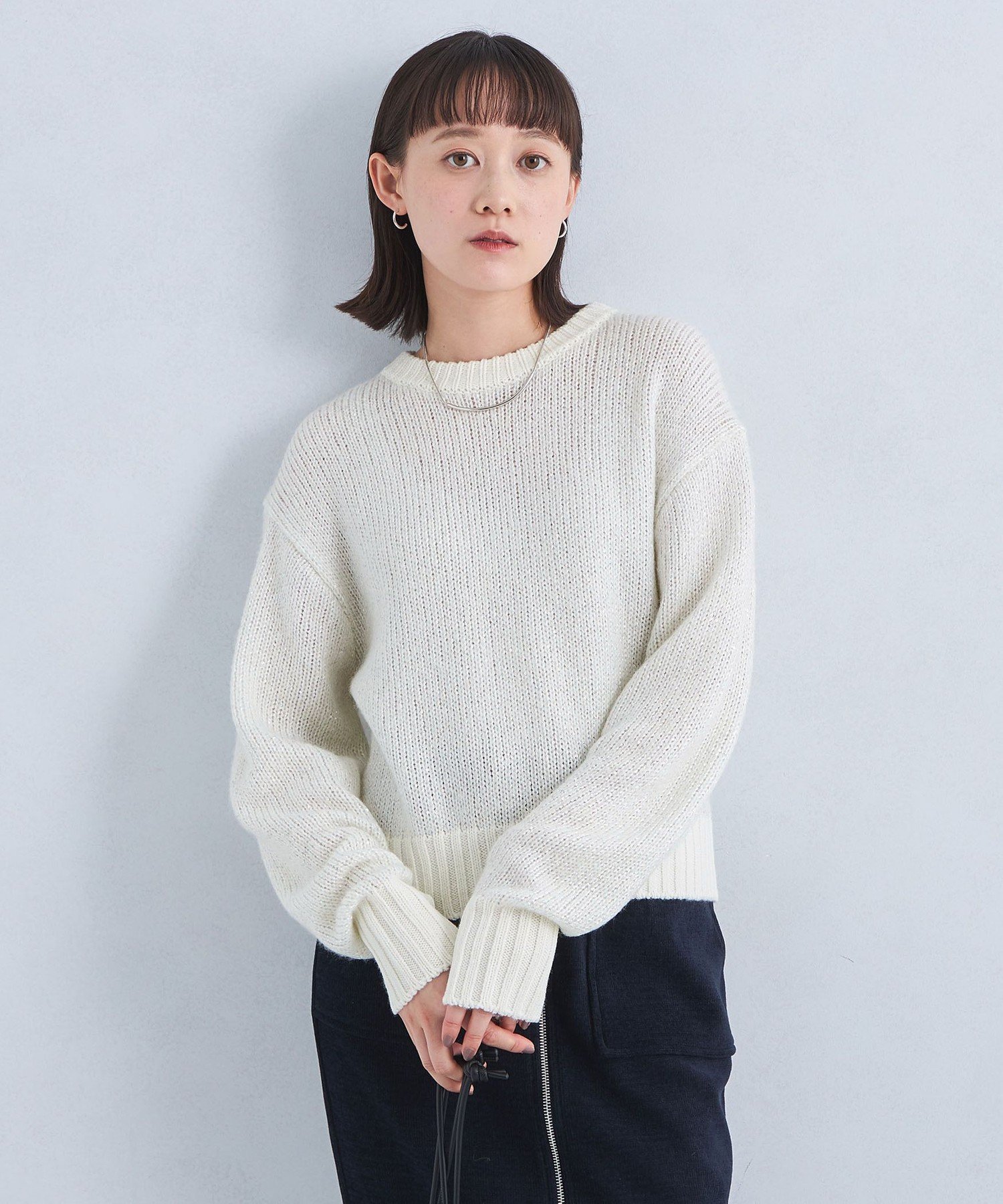 【SALE／40%OFF】UNITED ARROWS green label relaxing スパンコール ニット プルオーバー ユナイテッドアローズ アウトレット トップス ニット ホワイト ブルー グレー【送料無料】のサムネイル