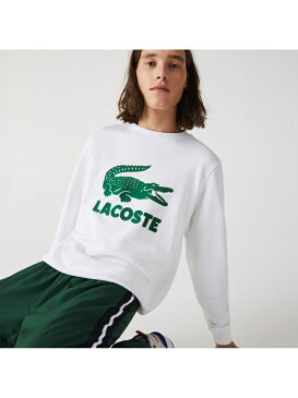 【SALE/30%OFF】LACOSTE フロッキープリントクルーネックスウェット ラコステ カットソー スウェット ホワイト ブラック ネイビー【送料無料】