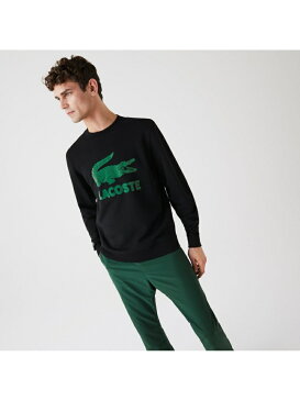 【SALE/30%OFF】LACOSTE フロッキープリントクルーネックスウェット ラコステ カットソー スウェット ホワイト ブラック ネイビー【送料無料】