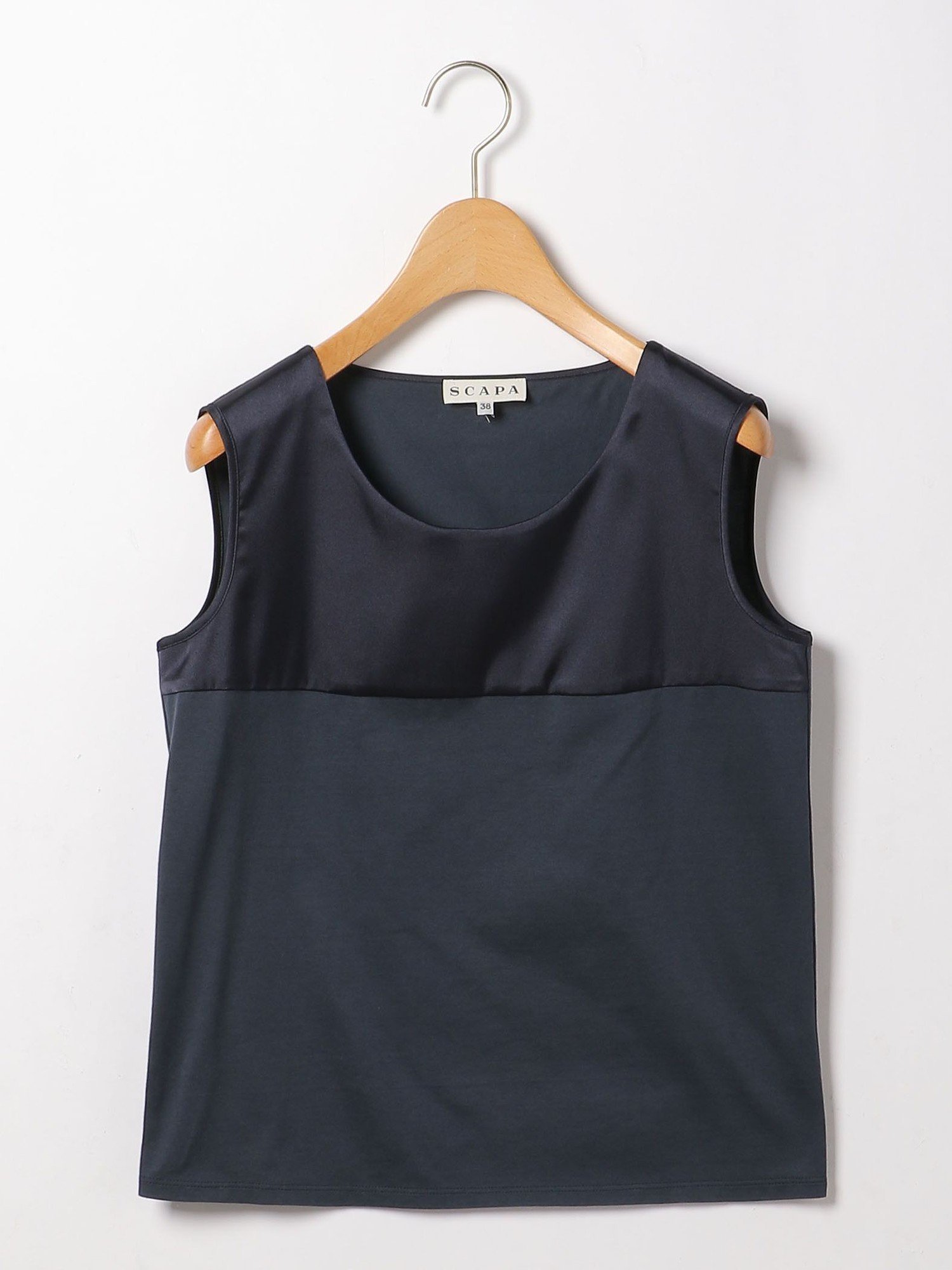 SCAPA シルケットテンジクノースリーブカットソー スキャパ トップス カットソー・Tシャツ ブラウン ベージュ ネイビー ホワイト