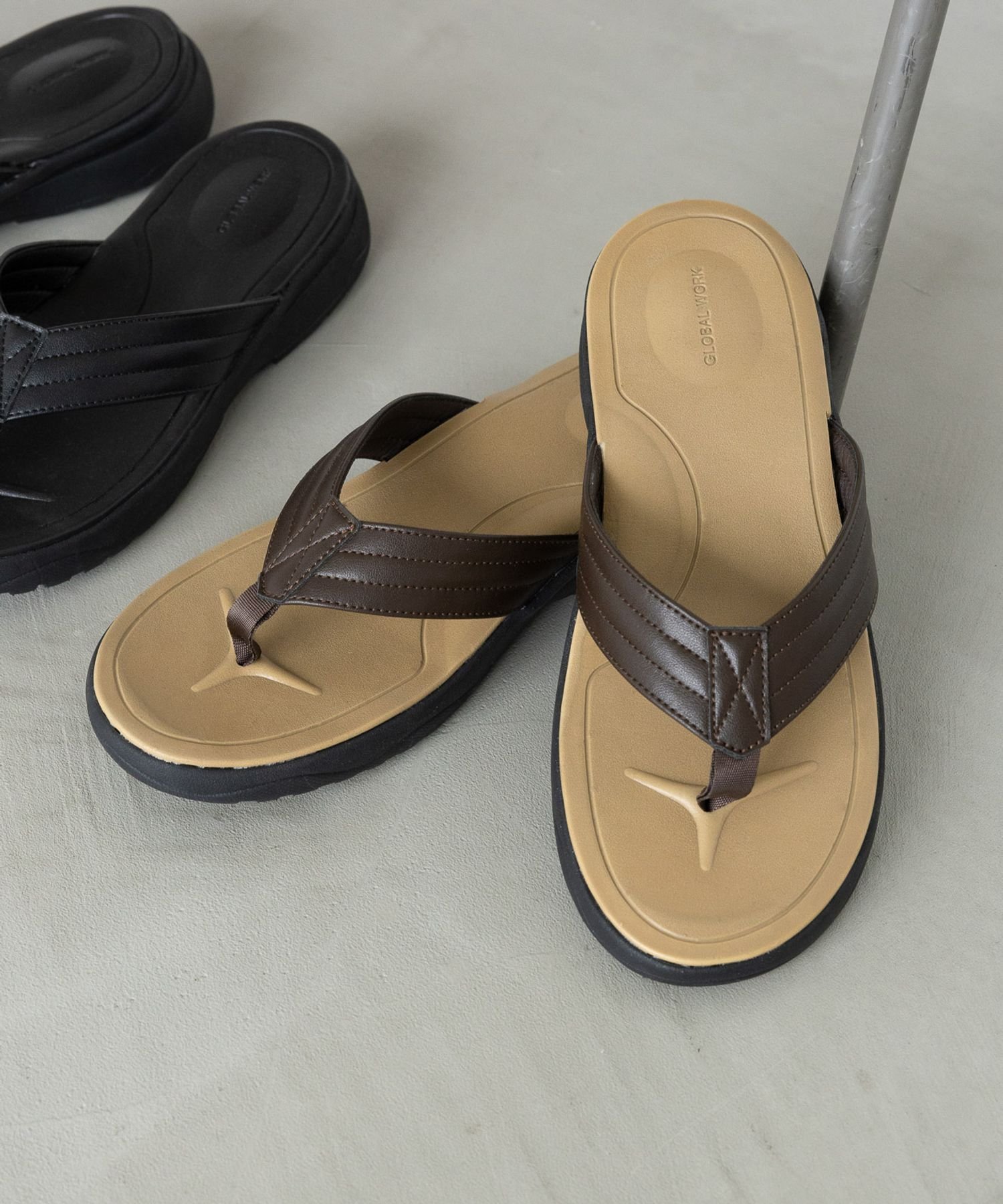 【SALE／76%OFF】GLOBAL WORK (M)ラクゴコチライトSD/TN グローバルワーク シューズ・靴 サンダル ブラウン ブラックのサムネイル