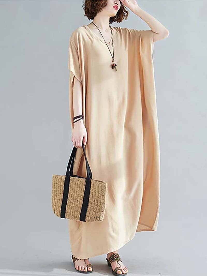 Doux Belle ワンピース 大きいサイズ シンプル ドゥー・ベル ワンピース・ドレス チュニック ベージュ ブラック ブルー パープル グリーン ブラウン レッド ホワイト イエロー【送料無料】のサムネイル