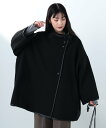 BEAMS HEART WOMEN パイピング ポンチョ風 コート 24AW ミドル ビームス ハート ジャケット・アウター その他のジャケット・アウター ブラ...