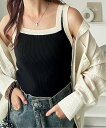 【SALE/30%OFF】GeeRA 2WAY配色ニットタンクトップ ジーラ トップス ニット ベージュ ホワイト ブラック