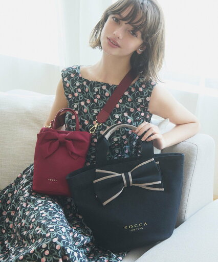 TOCCA RIBBON KNOT CANVASTOTE キャンバストート トッカ バッグ トートバッグ ベージュ ブラック ピンク【送料無料】 TOCCA RIBBON KNOT CANVASTOTE キャンバストート トッカ バッグ トートバッグ ベージュ ブラック ピンク【送料無料】