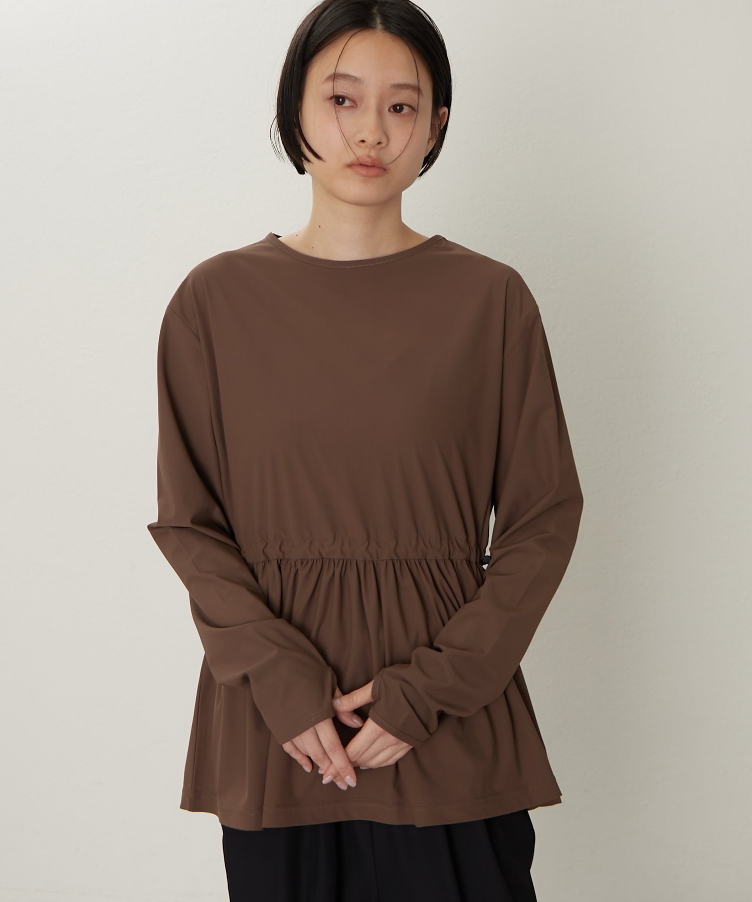 【SALE／60%OFF】PAL GROUP OUTLET 【earthy_】ペプラムラッシュガード パル グループ アウトレット 水着・スイムグッズ 水着 ブラック ブラウンのサムネイル