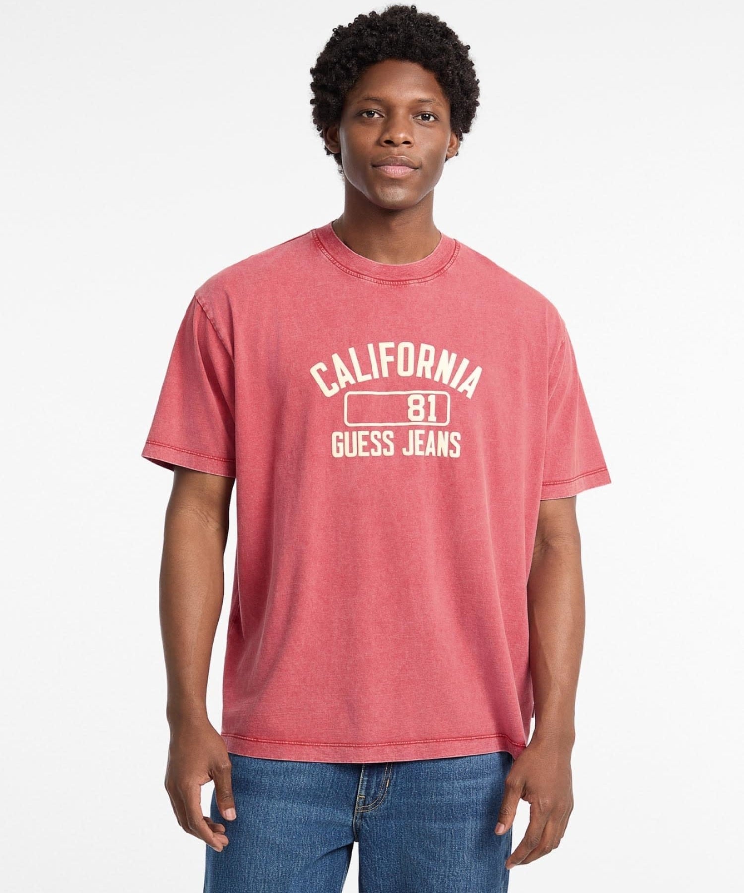 GUESS JEANS 半袖Tシャツ (M)Ss Cn Os California Tee ゲス トップス カットソー・Tシャツ レッド グレー
